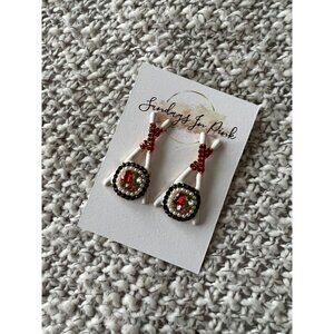SUSHI Chopstick Jeweled Drop Earrings NEW